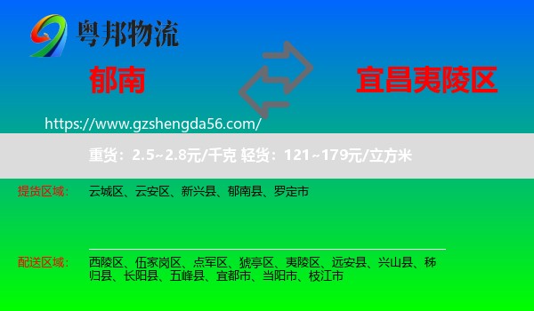郁南县到夷陵区物流专线