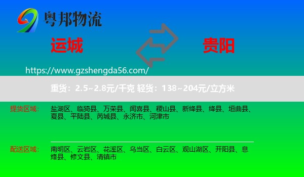 运城到贵阳专线