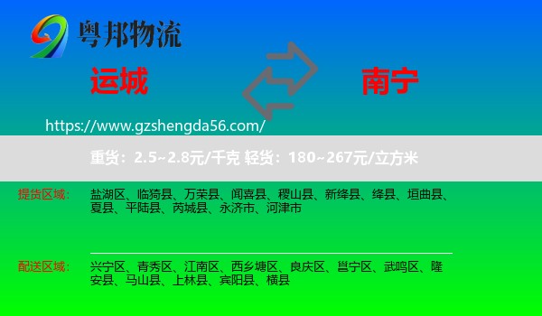 运城到南宁专线