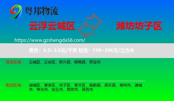 云城区到坊子区物流专线