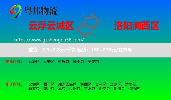 云城区到涧西区物流专线