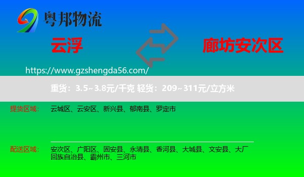 云浮到安次区物流专线
