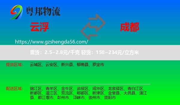 云浮到成都专线