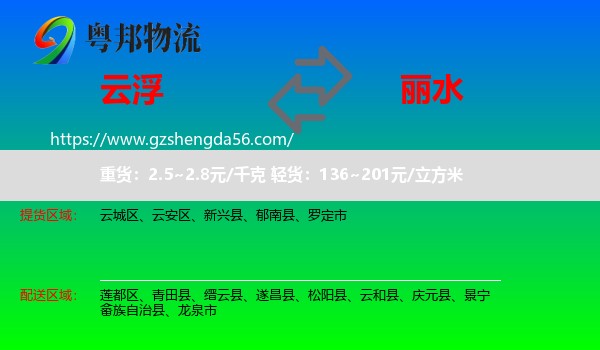 云浮到丽水物流