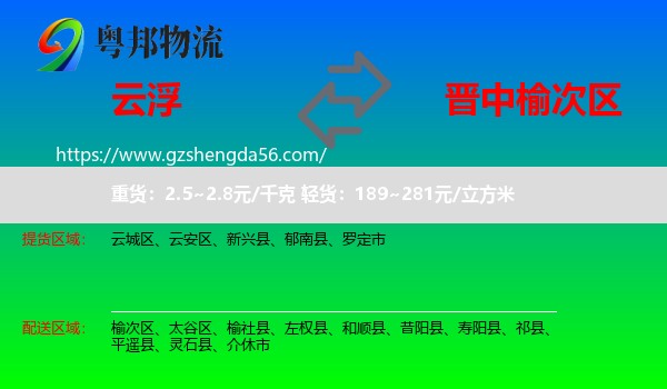 云浮到榆次区物流专线