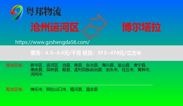 运河区到博尔塔拉物流专线