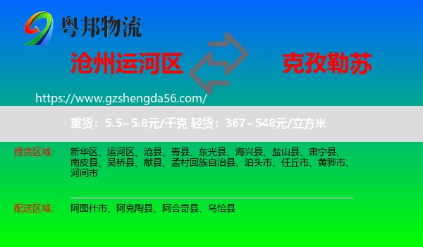 运河区到克孜勒苏物流专线