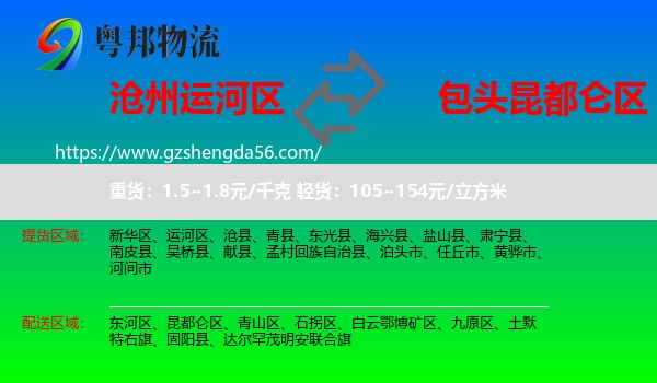 运河区到昆都仑区物流专线