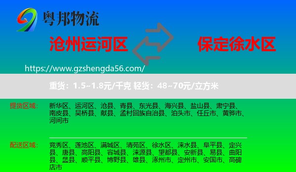 运河区到徐水区物流专线