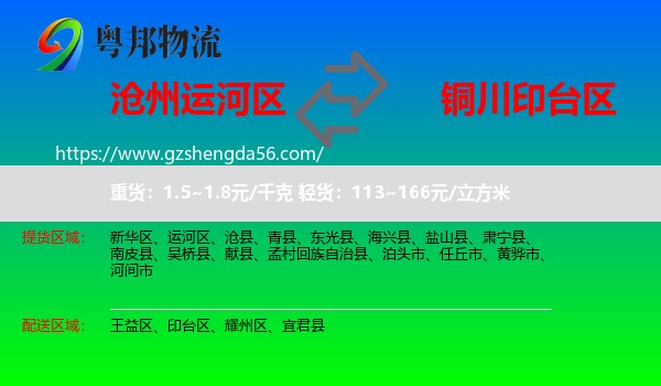 运河区到印台区物流专线