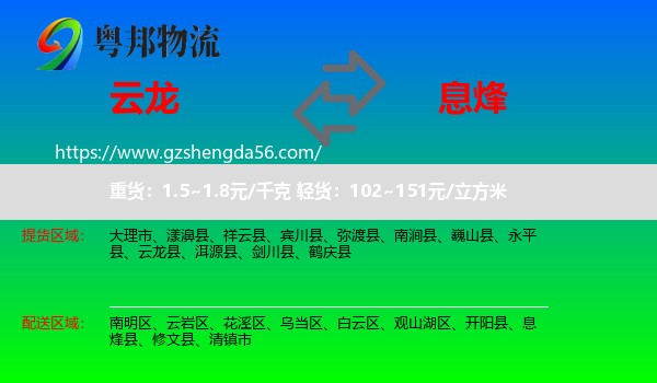 云龙县到息烽县物流专线