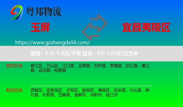 玉屏县到夷陵区物流专线