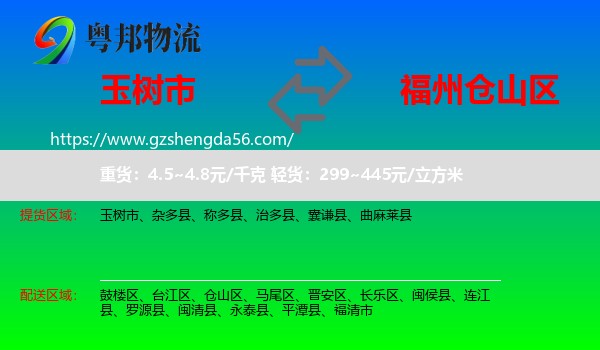玉树市到仓山区物流专线