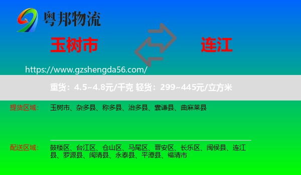 玉树市到连江县物流专线