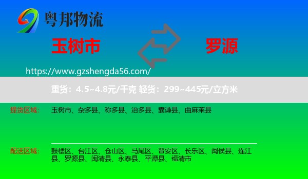 玉树市到罗源县物流专线