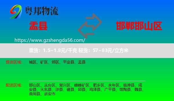 盂县到邯山区物流专线