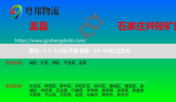 盂县到井陉矿区物流专线