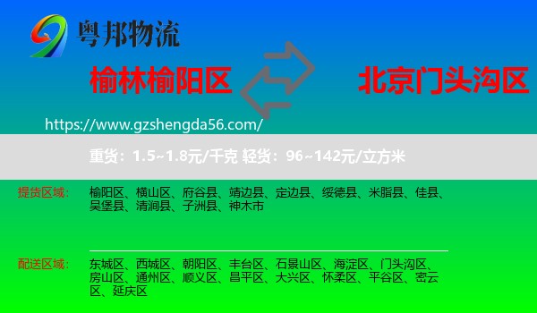 榆阳区到门头沟区物流专线