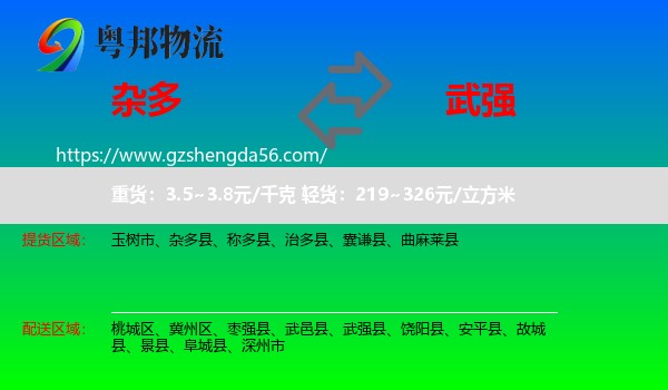杂多县到武强县物流专线