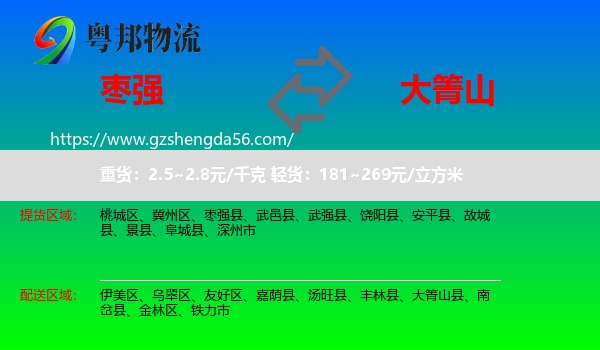 枣强县到大箐山县物流专线