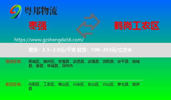 枣强县到工农区物流专线
