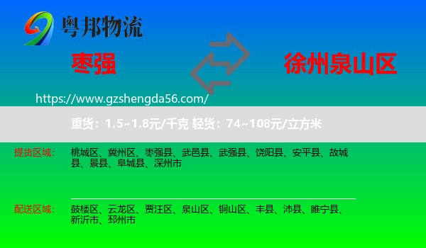枣强县到泉山区物流专线