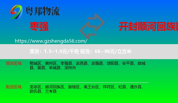 枣强县到顺河回族区物流专线