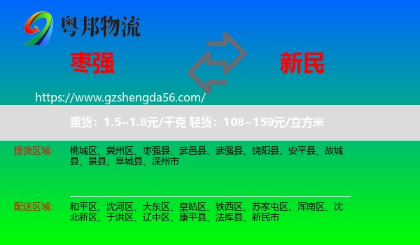 枣强县到新民市物流专线