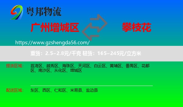 增城区到攀枝花物流专线