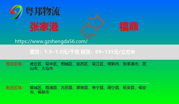 张家港市到福鼎市物流专线