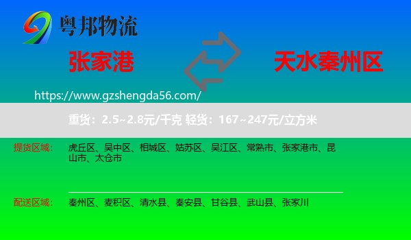 张家港市到秦州区物流专线