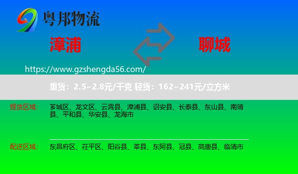 漳浦县到聊城物流