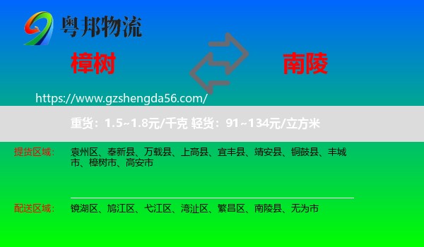 樟树市到南陵县物流专线