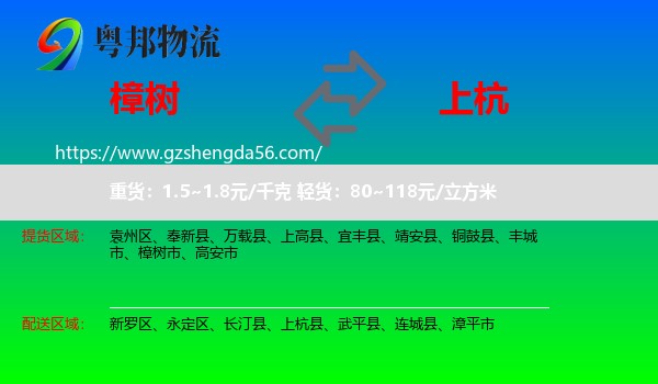 樟树市到上杭县物流专线