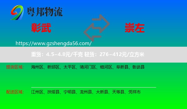 彰武县到崇左物流