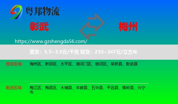 彰武县到梅州物流