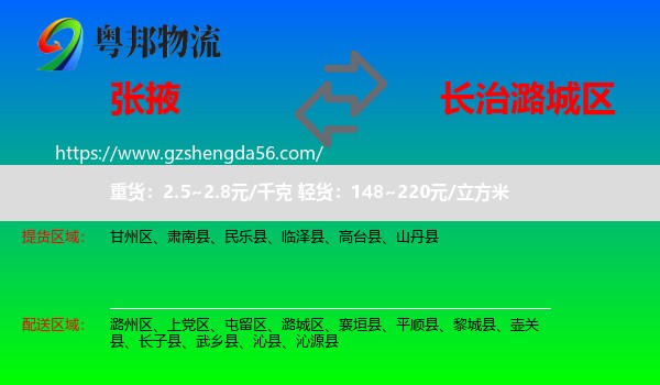 张掖到潞城区物流专线