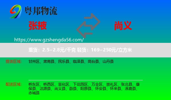 张掖到尚义县物流专线