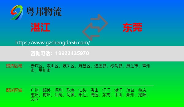 湛江到东莞物流
