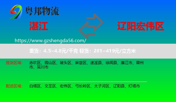 湛江到宏伟区物流专线
