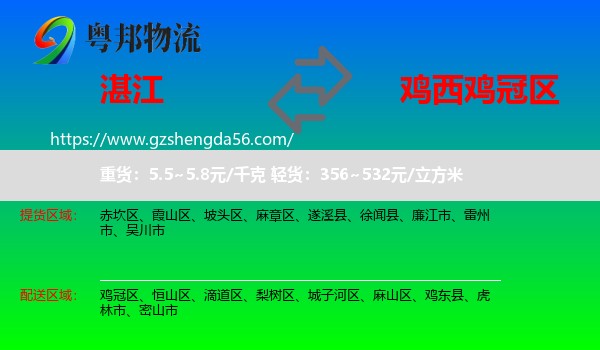 湛江到鸡冠区物流专线