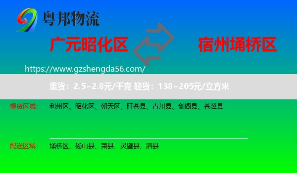 昭化区到埇桥区物流专线
