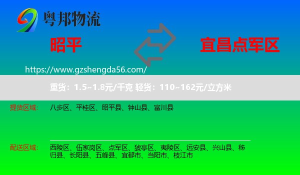 昭平县到点军区物流专线
