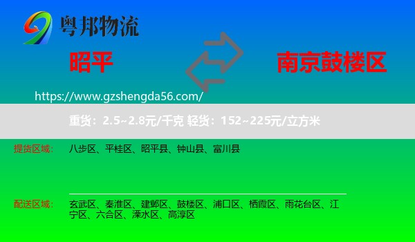 昭平县到鼓楼区物流专线