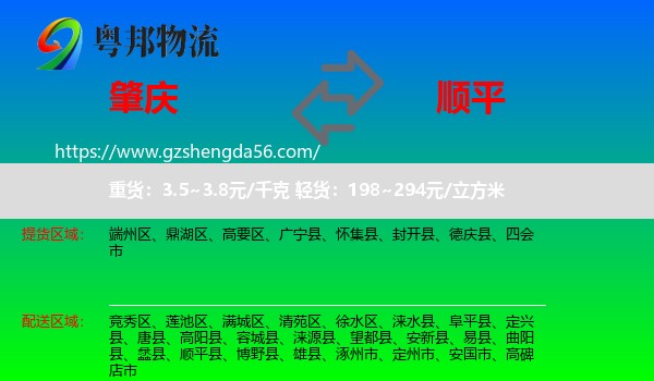 肇庆到顺平县物流专线
