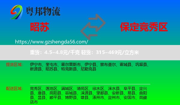 昭苏县到竞秀区物流专线