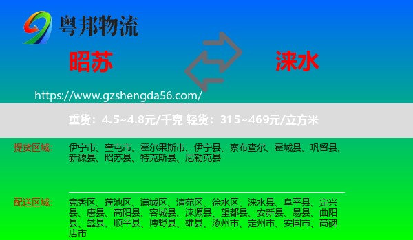 昭苏县到涞水县物流专线