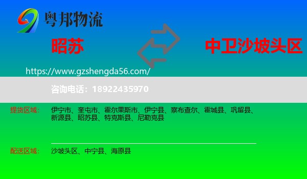 昭苏县到沙坡头区物流专线
