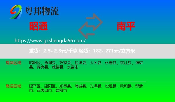 昭通到南平物流