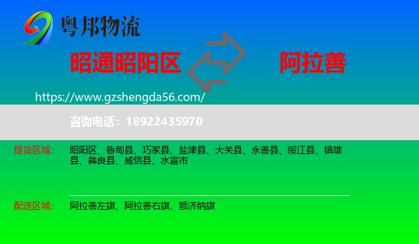 昭阳区到阿拉善盟物流专线